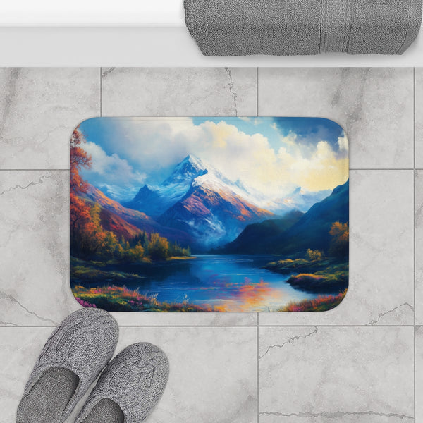 Ben Nevis Scotland Painting (Edition IX) — 61×43 Memory Foam Bath Mat — Modern Bathroom Floor Lifestyle View