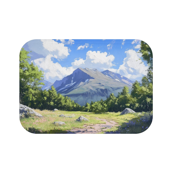 Ben Nevis Scotland Painting (Edition VI) — 61×43 Memory Foam Bath Mat — Top-Down Velvet Microfibre Artwork View