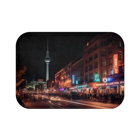 Berlin Night — Non-Slip Bath Mat — Top-Down Velvet Microfibre Artwork View