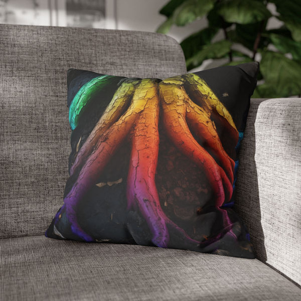 Binary Tree with Rainbow Roots (Edition II) — Double-Sided Cushion Cover — Sofa & Armchair Living Room Lifestyle View