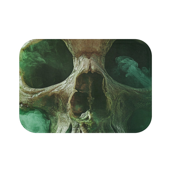 Biohazardous Area with a Green Smoke Skull — 61×43 Memory Foam Bath Mat — Top-Down Velvet Microfibre Artwork View