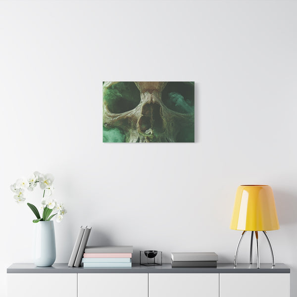 Biohazardous Area with a Green Smoke Skull — 24×16 Canvas Wall Art — Living Room Wall Lifestyle View