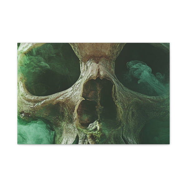 Biohazardous Area with a Green Smoke Skull — 24×16 Canvas Wall Art — Front Gallery-Wrapped Canvas View