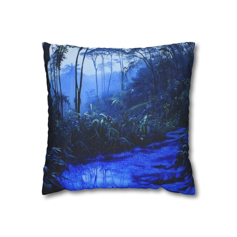 Bioluminescent Jungle at Dusk — Double-Sided Cushion Cover — Front Double-Sided Cushion View