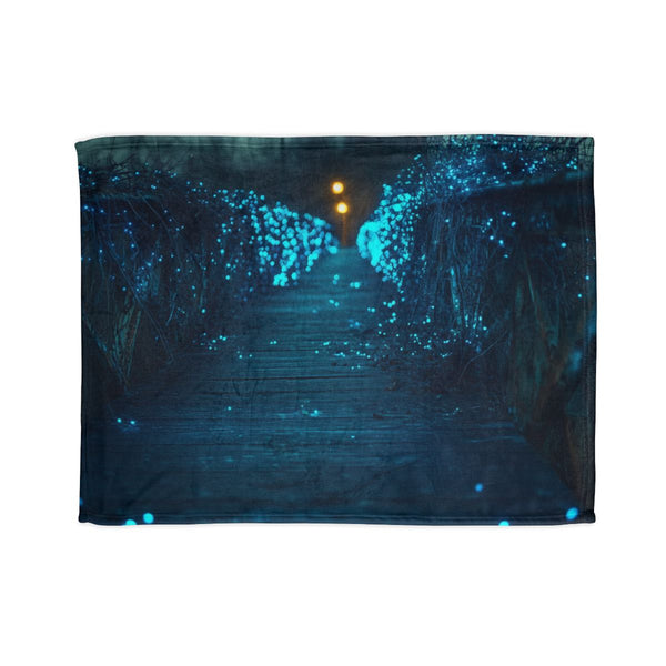 Bioluminescent Vines on a Ghost Bridge Plush Fleece Throw Blanket