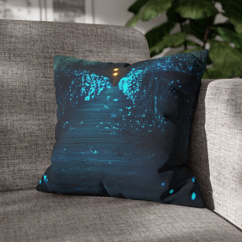 Bioluminescent Vines on Ghost Bridge — Double-Sided Cushion Cover — Sofa & Armchair Living Room Lifestyle View