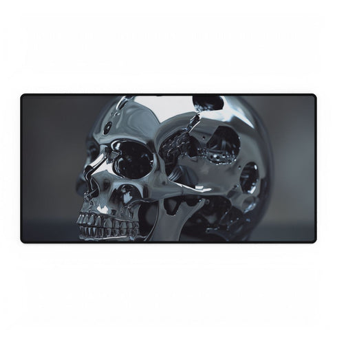 Biomechanical Skull with Chrome Textures — XXL Gaming Desk Mat — Full Top-Down Artwork View