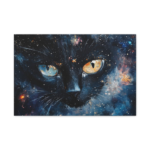 Black Cat Made of Galaxies — Canvas Wall Art — Front Gallery-Wrapped Canvas View