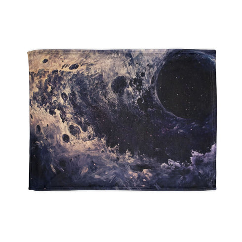 Black Hole Pulling in Stardust — 50×60 Plush Throw Blanket — Full Flat Artwork View