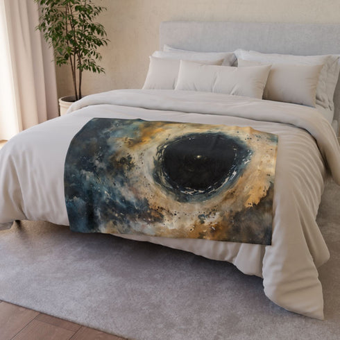 Black Hole Space — 50×60 Plush Throw Blanket — Draped Over Sofa & Bed Lifestyle View