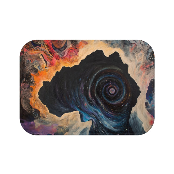Black Hole Swallowing Time and Space — Memory Foam Bath Mat — Top-Down Memory Foam Bath Mat View