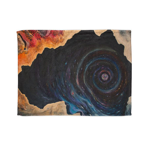 Black Hole Swallowing Time and Space — 50×60 Plush Throw Blanket — Full Flat Artwork View