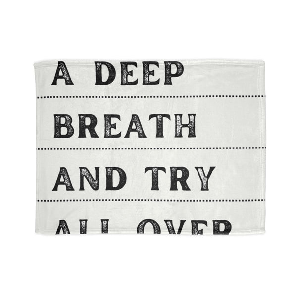 Black White Typographic Quote Motivational Poster — Plush Fleece Throw Blanket — Full Spread Plush Fleece Artwork View