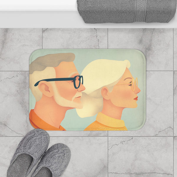Blog Banner Illustration in Corporate Memphis Style Of — 61×43 Memory Foam Bath Mat — Modern Bathroom Floor Lifestyle View