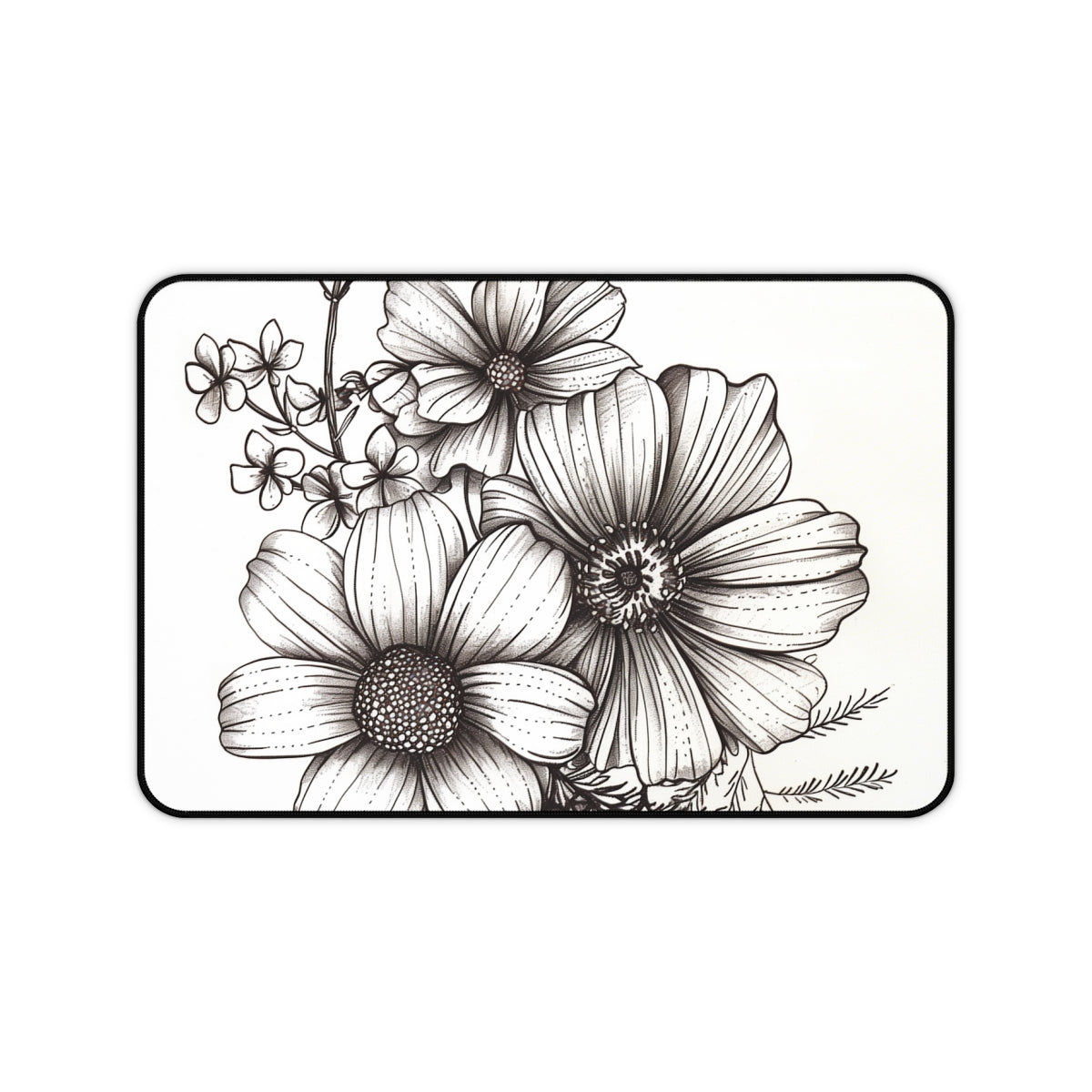 Blooming Desk Mat Collection: Hand-drawn Flowers