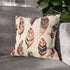 Bohemian Feathers Seamless Pattern — Faux Suede Cushion Cover — Sofa & Living Room Lifestyle View