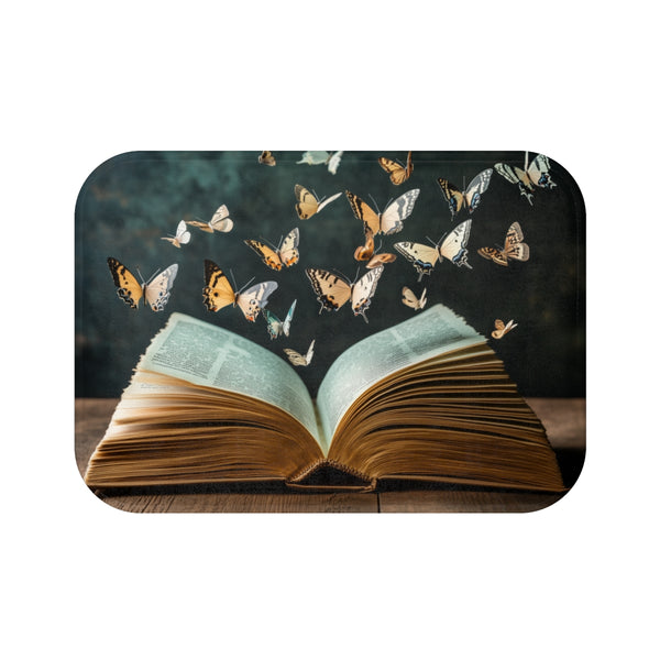Book with Words Turning into Butterflies (Edition III) — Memory Foam Bath Mat — Top-Down Memory Foam Bath Mat View