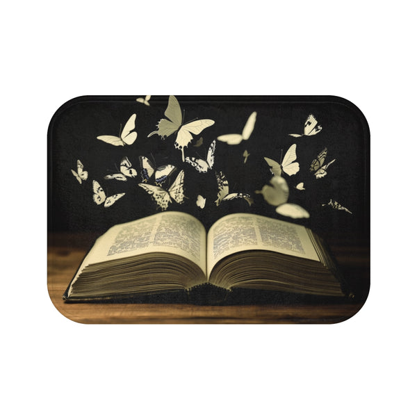 Book with Words Turning into Butterflies (Edition IV) — Memory Foam Bath Mat — Top-Down Memory Foam Bath Mat View
