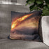 Burning Comet Crashing into Ice Lake — 40×40 Cushion Cover — Sofa & Living Room Lifestyle View