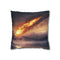 Burning Comet Crashing into Ice Lake — 40×40 Cushion Cover — Front 40×40 cm Square Cushion View