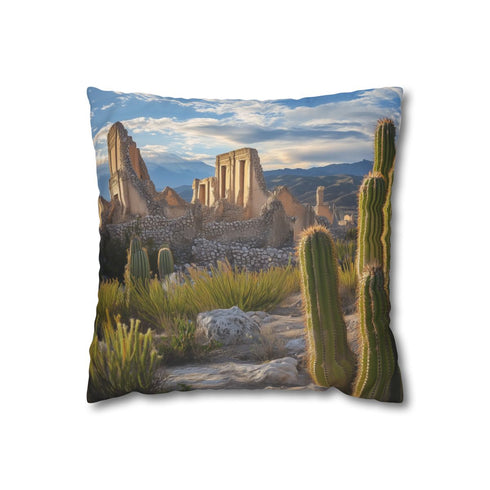 Cactus Shaped Like Ancient Ruins — Double-Sided Cushion Cover — Front Double-Sided Cushion View