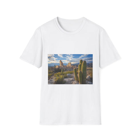 Cactus Shaped Like Ancient Ruins Graphic Unisex Softstyle T-Shirt - Front View