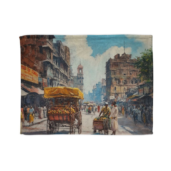 Calcutta West Bengal Major Metropolises New Market — 50×60 Plush Throw Blanket — Full Spread Plush Fleece Artwork View