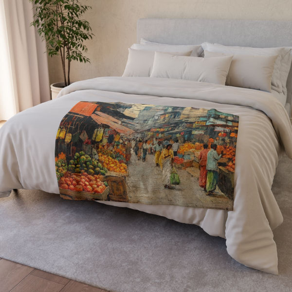 Calcutta West Bengal Major Metropolises New Market — 50×60 Plush Throw Blanket — Draped Over Sofa & Bed Lifestyle View