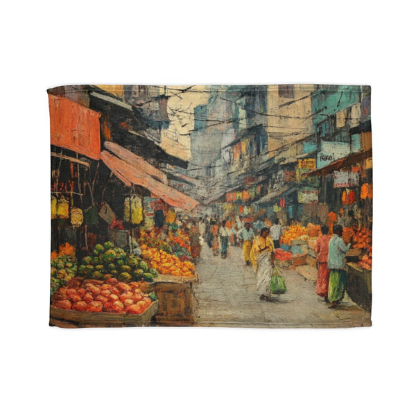 Calcutta West Bengal Major Metropolises New Market — 50×60 Plush Throw Blanket — Full Spread Plush Fleece Artwork View