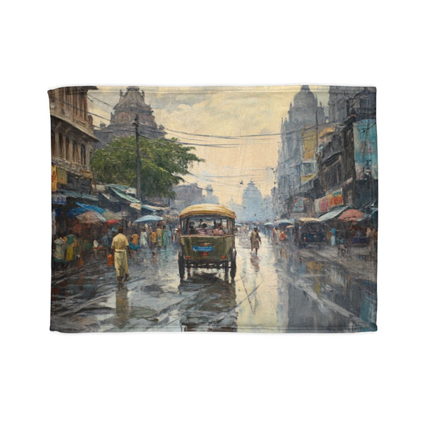 Calcutta West Bengal Major Metropolises New Market — 50×60 Plush Throw Blanket — Full Spread Plush Fleece Artwork View