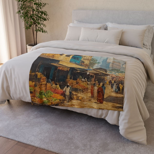Calcutta West Bengal Major Metropolises New Market — 50×60 Plush Throw Blanket — Draped Over Sofa & Bed Lifestyle View