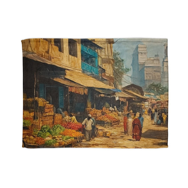 Calcutta West Bengal Major Metropolises New Market — 50×60 Plush Throw Blanket — Full Spread Plush Fleece Artwork View