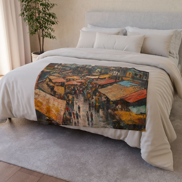 Calcutta West Bengal Major Metropolises New Market (Edition VII) — Plush Fleece Throw Blanket — Drape over Sofa & Bed Lifestyle View