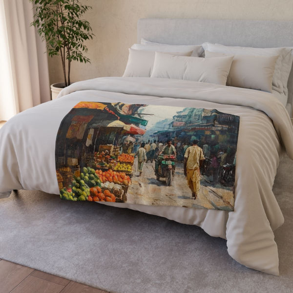 Calcutta West Bengal Major Metropolises New Market — 50×60 Plush Throw Blanket — Draped Over Sofa & Bed Lifestyle View