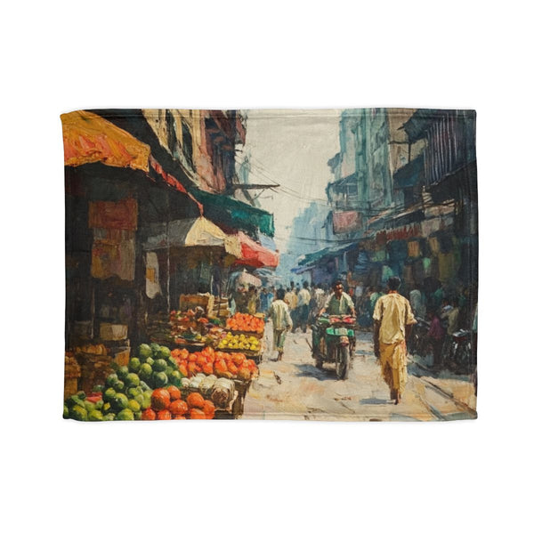 Calcutta West Bengal Major Metropolises New Market — 50×60 Plush Throw Blanket — Full Spread Plush Fleece Artwork View