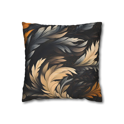 Calligraphy Strokes Pattern — Faux Suede Cushion Cover — Front 40×40 cm Square Cushion View