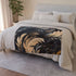Calligraphy Strokes Pattern — 50×60 Plush Throw Blanket — Draped Over Sofa & Bed Lifestyle View