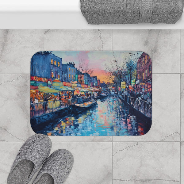 Camden Market London Painting (Edition IV) — Memory Foam Bath Mat — Modern Bathroom Floor Lifestyle View