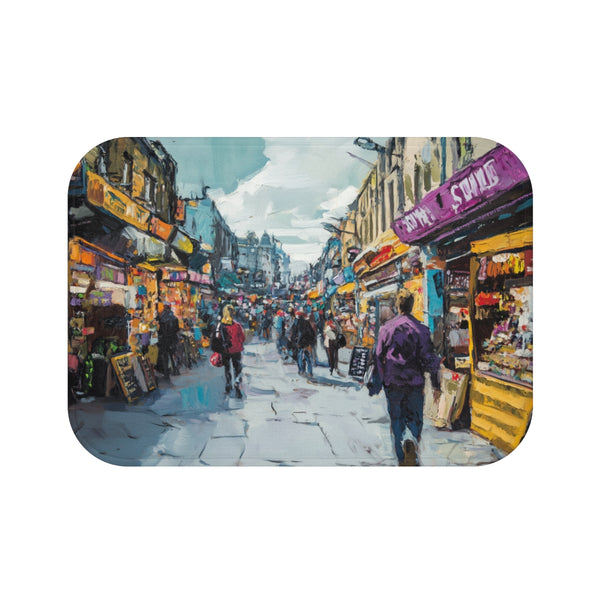 Camden Market London Painting (Edition IX) — 61×43 Memory Foam Bath Mat — Top-Down Velvet Microfibre Artwork View