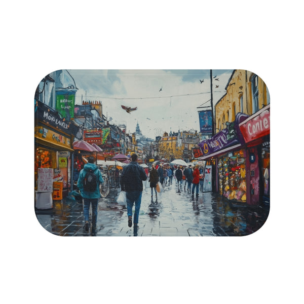 Camden Market London Painting (Edition XI) — 61×43 Memory Foam Bath Mat — Top-Down Velvet Microfibre Artwork View