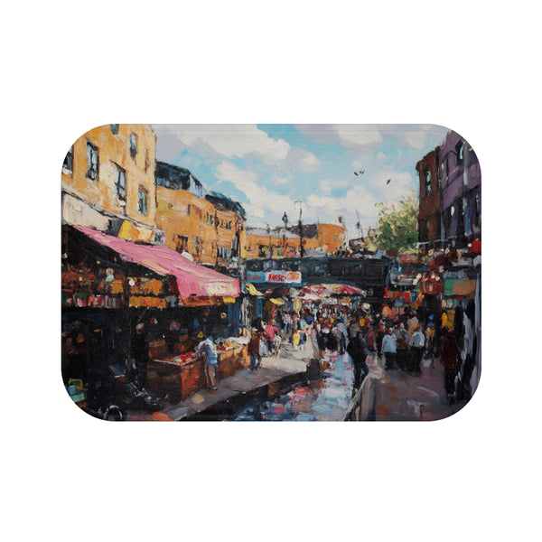 Camden Market London Painting (Edition XII) — 61×43 Memory Foam Bath Mat — Top-Down Velvet Microfibre Artwork View