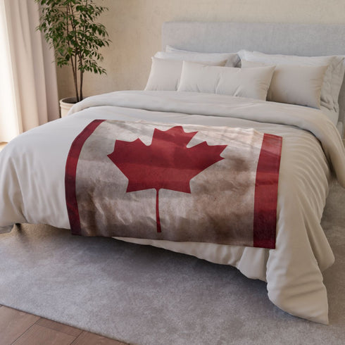 Canada Flag — 50×60 Plush Throw Blanket — Draped Over Sofa & Bed Lifestyle View