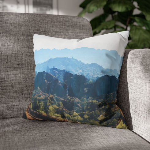 Canyon Shaped Like Musical Waveform — Double-Sided Cushion Cover — Sofa & Armchair Living Room Lifestyle View