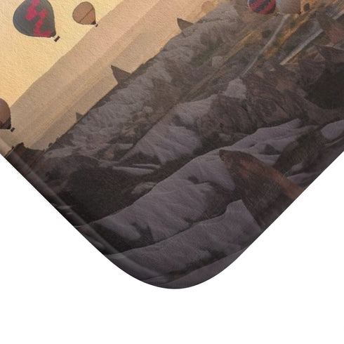 Cappadocia Air Balloons — Non-Slip Bath Mat — Cushioned Memory Foam & Non-Slip Backing Detail