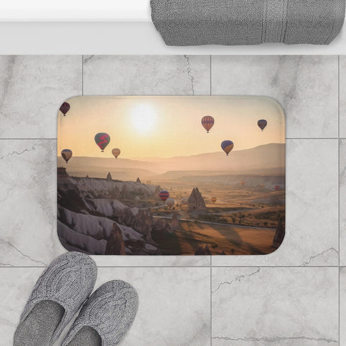 Cappadocia Air Balloons — Non-Slip Bath Mat — Bathroom Floor Lifestyle View