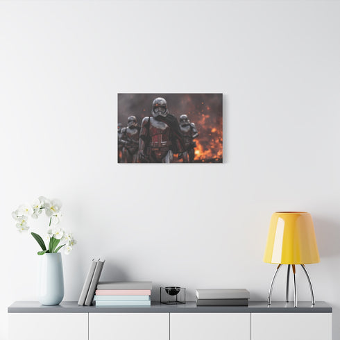 Captain Phasma Marching with Stormtroope — Stretched Canvas Wall Art — Living Room Wall Lifestyle View