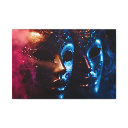 Carnival Masks in Dramatic Lighting (Edition V) — 24×16 Canvas Wall Art — Front Gallery-Wrapped Canvas View
