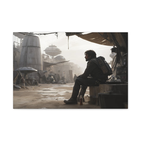 Cassian Andor Blending Into Rebel Outp — 24×16 Canvas Wall Art — Front Gallery-Wrapped Canvas View