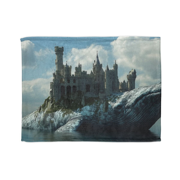 Castle Built on Top of Whale — Plush Fleece Throw Blanket — Full Spread Plush Fleece Artwork View