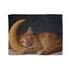 Cat Sleeping on Crescent Moon — Plush Fleece Throw Blanket — Full Spread Plush Fleece Artwork View